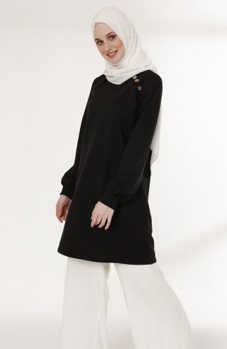 Knopf detaillierte Tunika 3066A-01 Schwarz 3066A-01
