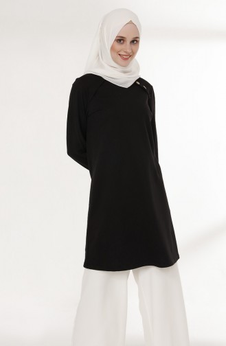 Knopf detaillierte Tunika 3066A-01 Schwarz 3066A-01