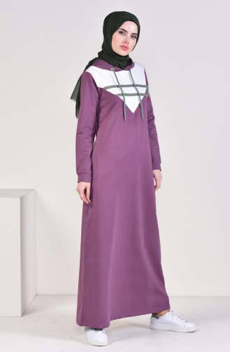 Lilac Color Hijab Dress 9054-05