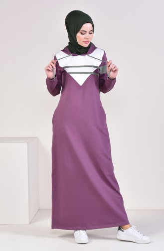 Lilac Color Hijab Dress 9054-05