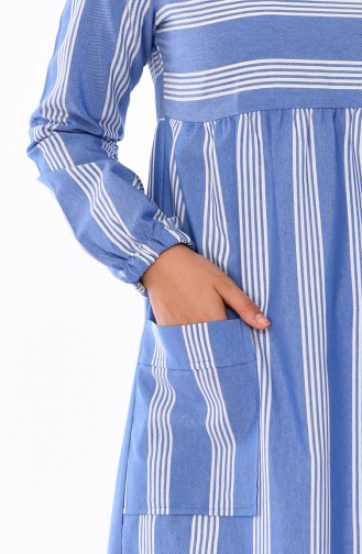 Striped Pockets Tunic 1187-04 Blue 1187-04