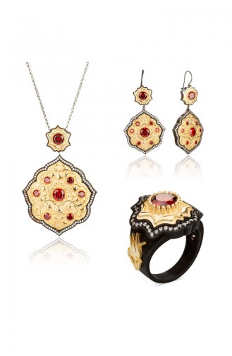 Sultan Abdul Hamid Series Bidar Sultan Jewelry Set Red 023-01