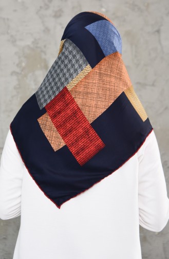 Patterned Rayon Scarf 2236-03 Bordeaux Navy 2236-03