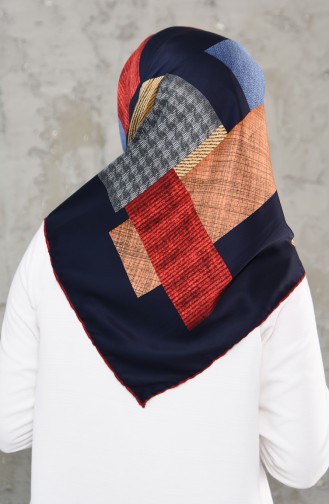 Patterned Rayon Scarf 2236-03 Bordeaux Navy 2236-03