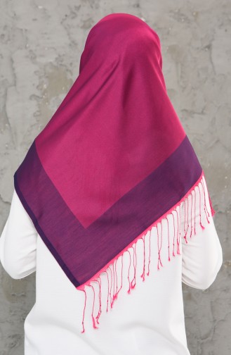 Double Sided Tasseled Scarf  2237-26 Pink Navy Blue 2237-26