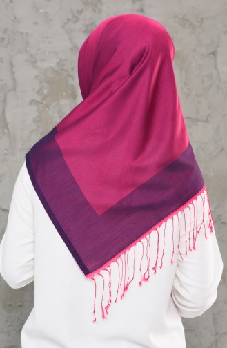 Double Sided Tasseled Scarf  2237-26 Pink Navy Blue 2237-26