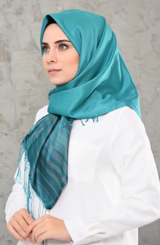 Echarpe A Motifs et Franges 2238-03 Vert Noisette 2238-03