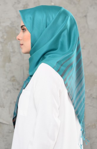 Echarpe A Motifs et Franges 2238-03 Vert Noisette 2238-03