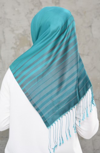 Echarpe A Motifs et Franges 2238-03 Vert Noisette 2238-03
