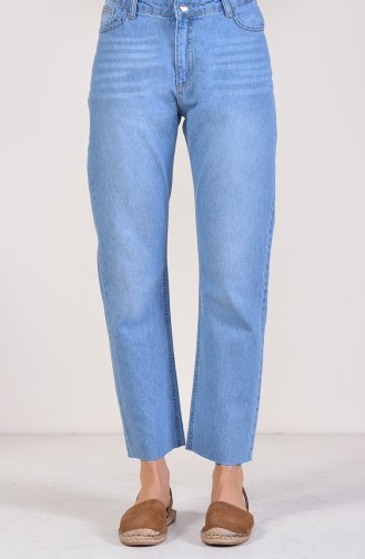Buttoned Jeans Trousers 2568-01 Jeans Blue 2568-01