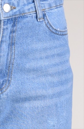 Buttoned Wide Leg Jeans Pants 2577-03 Blue 2577-03