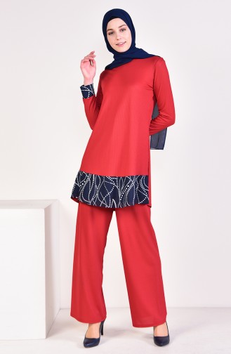 Corded Tunic Pants Binary Suit 0614A-03 Fuchsia 0614A-03