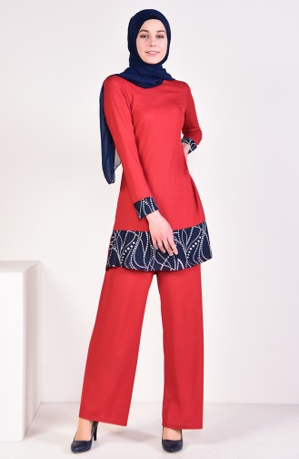 Corded Tunic Pants Binary Suit 0614A-03 Fuchsia 0614A-03