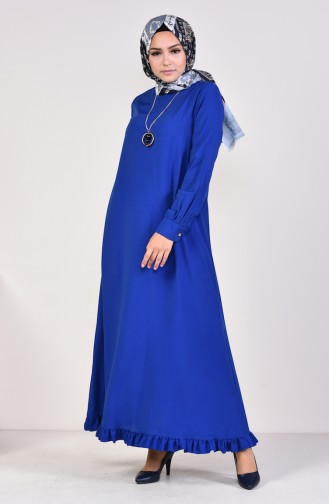 Saks-Blau Hijab Kleider 1202-03