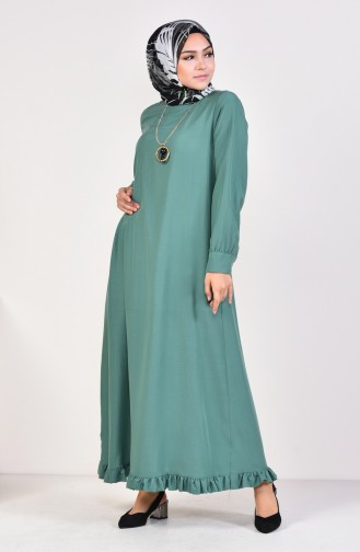 Viscose Ruffled Dress 1202-04 Almond Green 1202-04