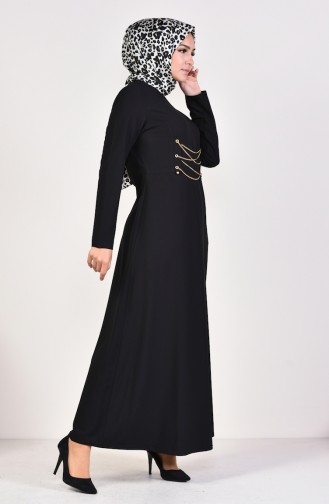 Chain Detailed Plain Dress 1189-01 Black 1189-01