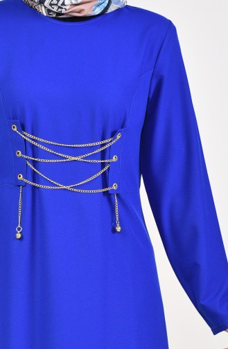 Chain Detailed Plain Dress 1189-05 Saks 1189-05