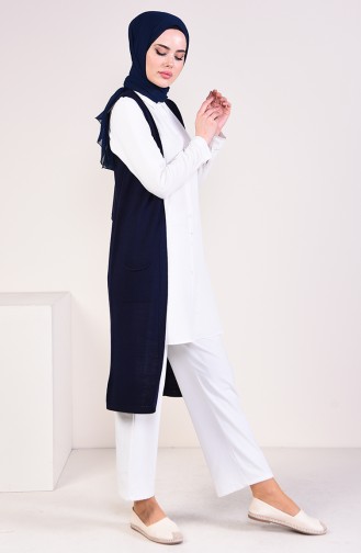 Slim Fit Knitwear Pocket Vest 4120-28 Navy 4120-28