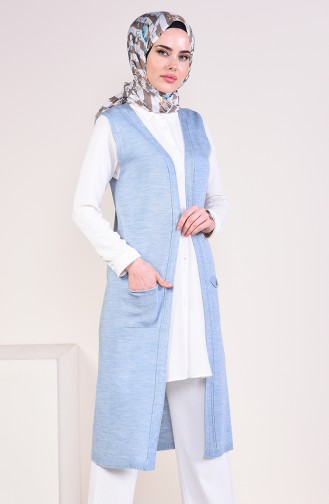 Slim Fit Knitwear Pocket Vest 4128-26 light Baby Blue 4128-26