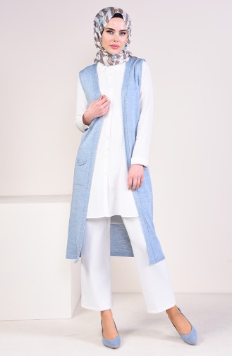 Slim Fit Knitwear Pocket Vest 4128-26 light Baby Blue 4128-26