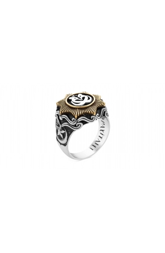 Sultan Abdul Hamid Series Moon Star Hoopoe Bird Ring Silver 0317