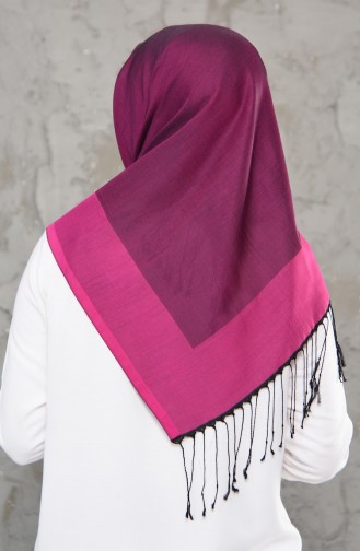 Double Sided Tasseled Scarf 2237-06 Pink Black 2237-06