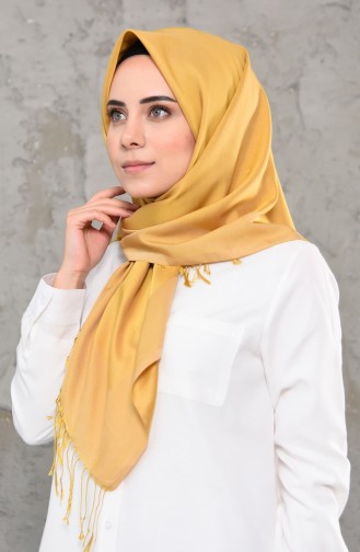 إيشارب بتصميم مزدوج اللون مُزين بالشراشيب 2237-09 لون ذهبي 2237-09