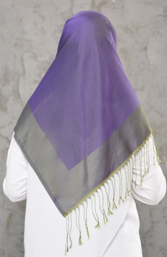 Double Sided Tasseled Scarf 2237-10 Lilac Pistachio Gren 2237-10