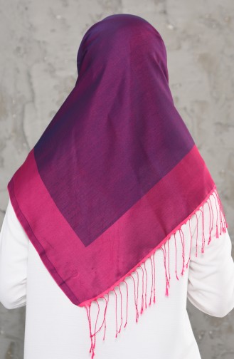 Double Sided Tasseled Scarf 2237-11 Navy Blue Pink 2237-11