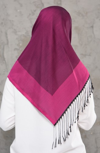 Doppelseitiger Schal mit Quaste 2237-28 Schwarz Pink 2237-28