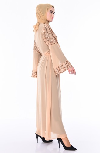 Pailletten Abaya mit Band 52750-04 Beige Gold 52750-04