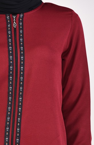 Abaya à Rayures 99194-03 Cerise 99194-03