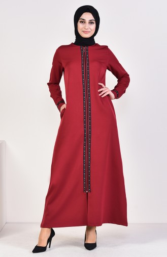 Abaya a Rayures 99194-04 Bordeaux Foncé 99194-04