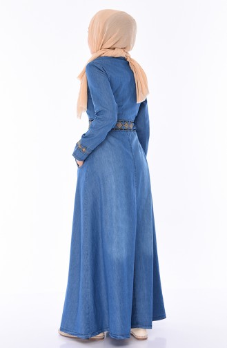 Embroidered Jeans Abaya 5168-02 Blue Jeans 5168-02