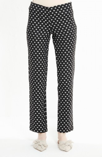 Flowered Trousers 7224-01 Black 7224-01