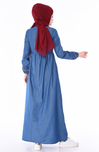 Embroidered Jeans Dress  4047-02 Blue Jeans 4047-02