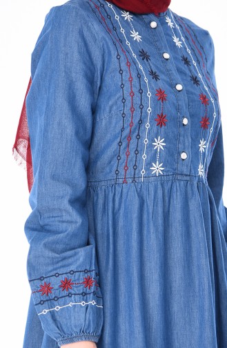 Embroidered Jeans Dress  4047-02 Blue Jeans 4047-02