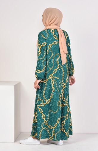 فستان بتصميم مطبع 2560J-01 لون اخضر زمردي 2560J-01