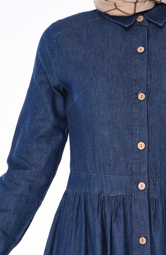 Buttoned Jeans Dress  0068-02 Navy Blue 0068-02
