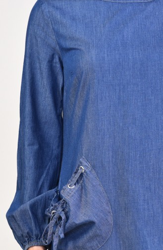 Jeans Kleid mit Tasche 4002-01 Dunkelblau 4002-01