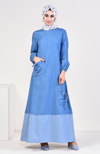 Pocket Jeans Dress 4002-02 Blue Jeans 4002-02