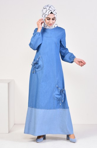 Pocket Jeans Dress 4002-02 Blue Jeans 4002-02