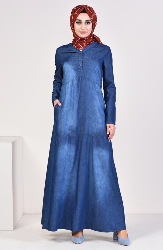 Geknöpftes Jeans Kleid 4034-01 Dunkelblau 4034-01