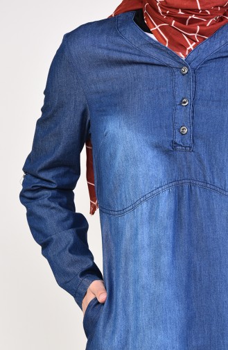 Geknöpftes Jeans Kleid 4034-01 Dunkelblau 4034-01