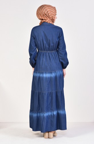 فستان جينز بتصميم كشكش  4035-01 لون كحلي 4035-01