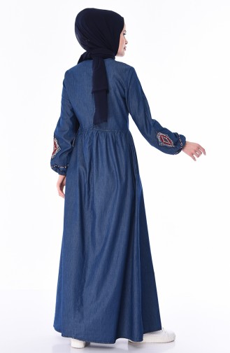 Navy Blue Hijab Dress 4046-01