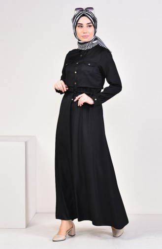 Front Buttoned Dress 18006-06 Black 18006-06