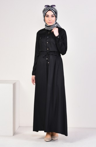 Front Buttoned Dress 18006-06 Black 18006-06