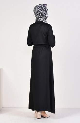 Önü Düğmeli Elbise 18006-06 Siyah