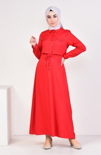 Front Buttoned Dress 18006-07 Red 18006-07